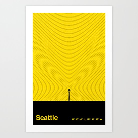 Seattle (47° 36′ 35″ N, 122° 19′ 59″ W) Art Print
