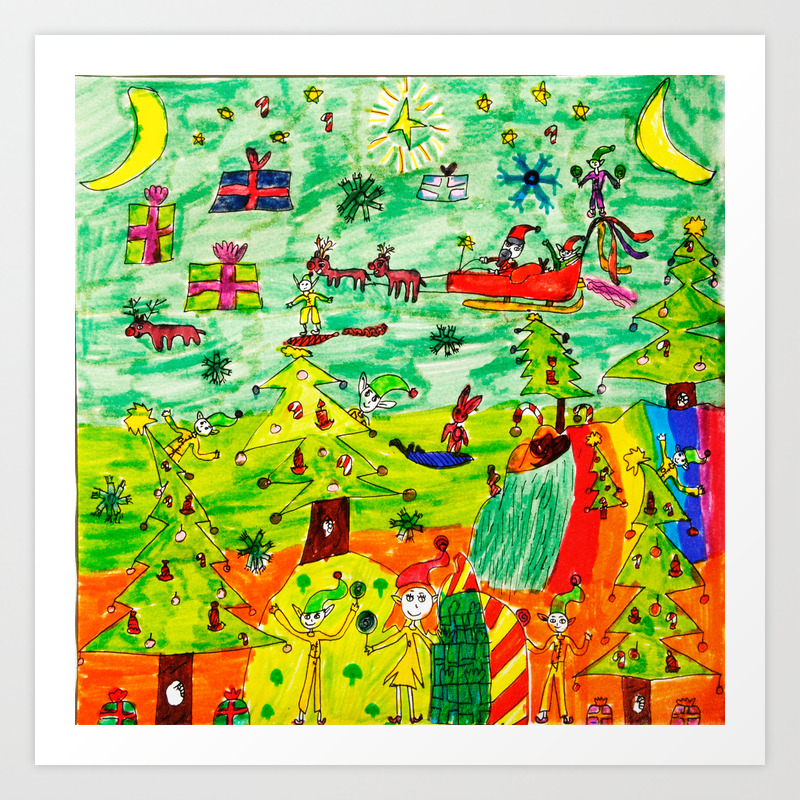Christmas Village Painting By Elisavet Art Print By Azima Society6