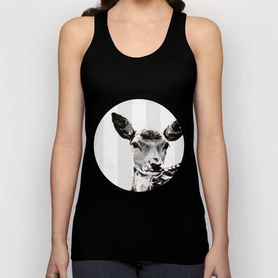 Deer wildlife black and white Unisex Tank Top