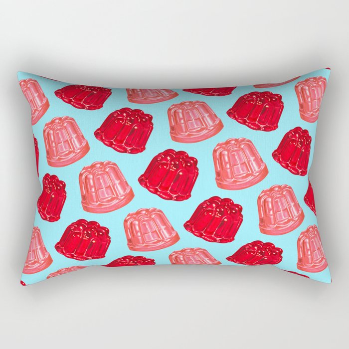 Red & Pink Jello Pattern - Blue Rectangular Pillow