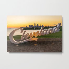 Cleveland Ohio City Skyline Sunrise Lake Erie Home Town Photography Print Metal Print | Skyline, Football, Pride, Edgewaterpark, Lakeerie, Geraud, Photo, Script, Sign, Town 
