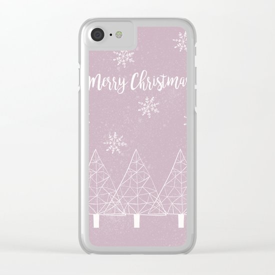 Merry Christmas Pink Clear iPhone Case