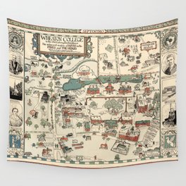 1930 Vintage Map of Wheaton College in Norton, Massachusetts Wall Tapestry