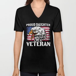Proud Daughter Of A Veteran Patriotic V Neck T Shirt