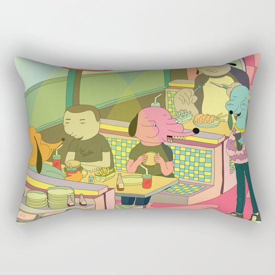 eating at johnny´s Rectangular Pillow
