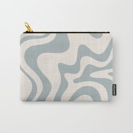 Liquid Swirl Abstract Pattern in Light Blue-Gray and Cream Carry-All Pouch