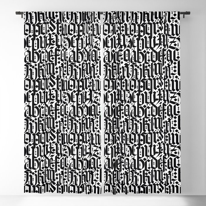 calligraphy pattern 6 - black and white typography design - abstract pattern Blackout Curtain