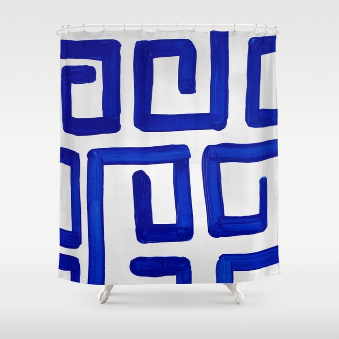 Greek Blue Design Shower Curtain