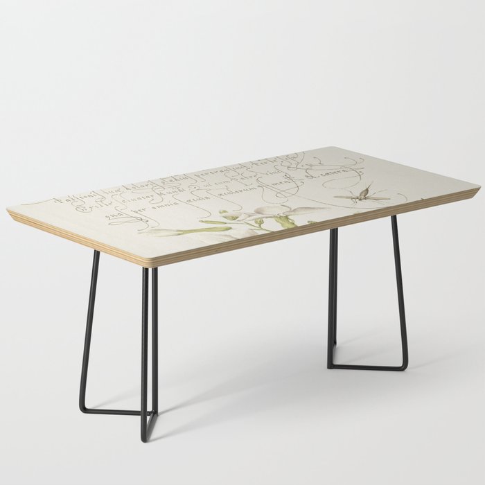 Lemon and frog vintage calligraphic art Coffee Table