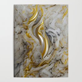 Silver and Gold Marble Poster