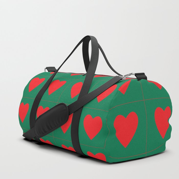 Teal red hearts pattern Duffle Bag