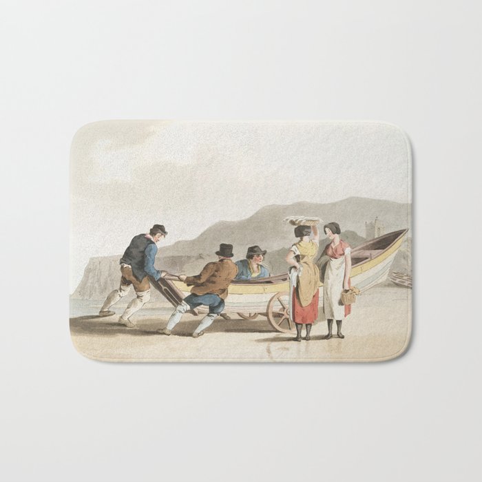 Vintage English life illustration 19th century in Yorkshire Bath Mat