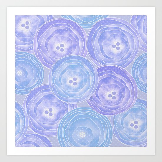Blue and lilac anemones . Art Print