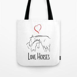 Love horses-Line art-Animal Tote Bag