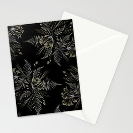 Ferns and Parrot Tulips - Black Stationery Card