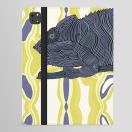 Cool chameleon on a purple and yellow pattern background - animal graphic design iPad Folio Case
