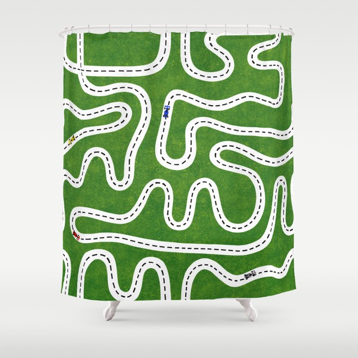 Green Speed Racers Shower Curtain