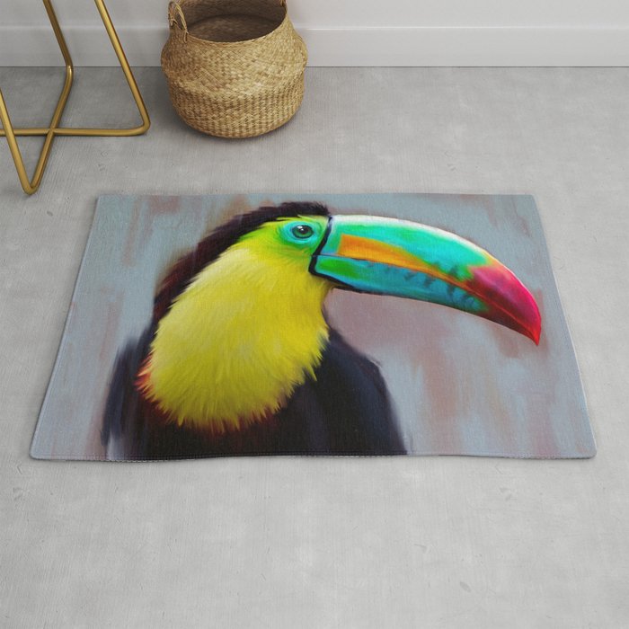 Toucan painting colorful bird - tropical Rug