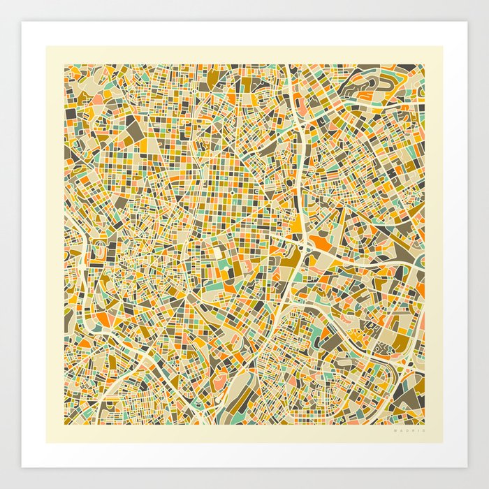 Madrid Map Art Print by jazzberryblue | Society6
