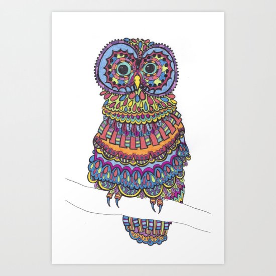 Patterned Owl Art Print