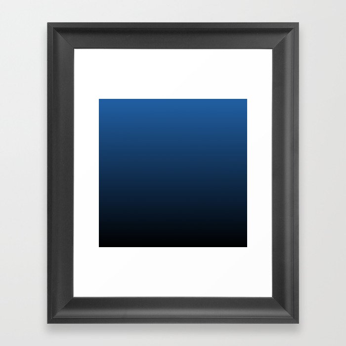 BLACK & NAVY GRADIENT. Dark Blue Ombre Pattern Framed Art Print