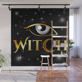 New World Order golden witch eyes with crescent moon	 Wall Mural