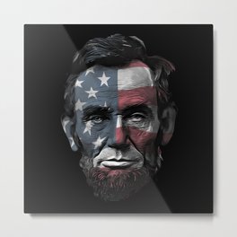 President Abraham Abe Lincoln with USA Flag Overlay Metal Print | July4Th, Independence, President, Face, Lincoln, America, Graphicdesign, American, Usa, Head 