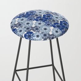 navy blue and white poppy floral arrangements Bar Stool