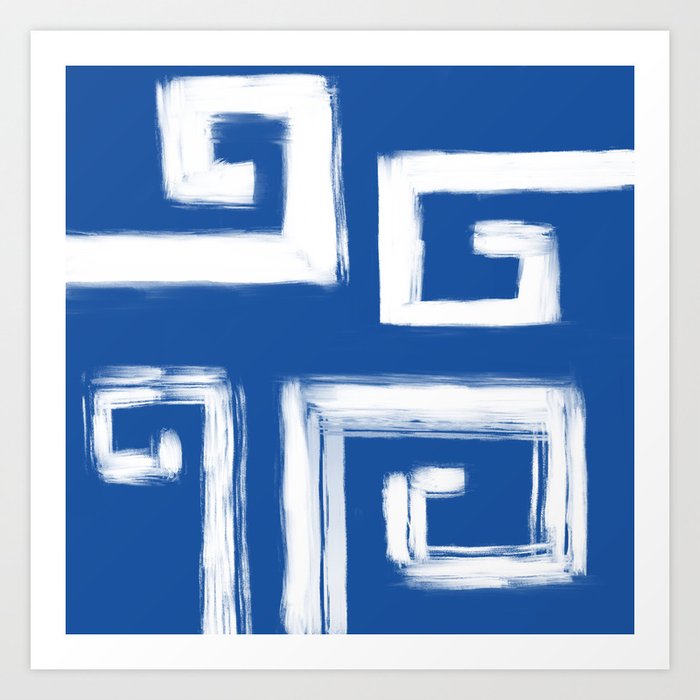 Greek blue and white design Art Print