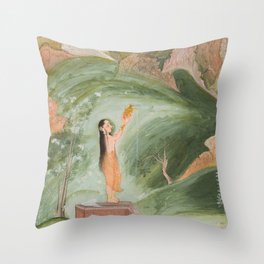 Worship of the Sun (Surya Puja) by Chokha - 19th Century Classical Indian Art Throw Pillow