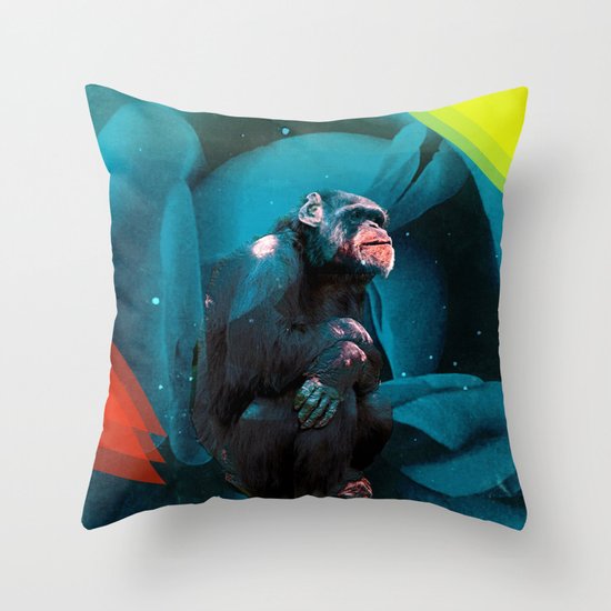 Space Chimp Throw Pillow