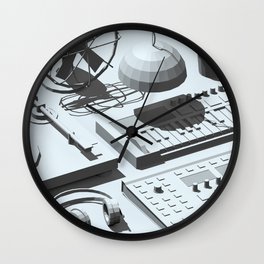 Low Poly Studio Objects 3D Illustration Grey Wall Clock