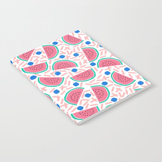 Slicer - watermelon tropical fruit summer spring pattern nature children retro bright happy 1980s Notebook