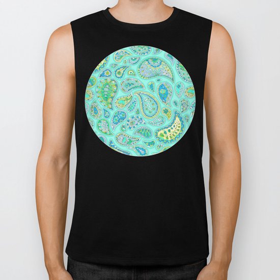 Lemon, Mint and Lime Paisley Biker Tank