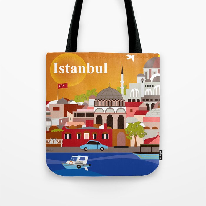 Istanbul Turkey Skyline Illustration By Loose Petals Tote Bag By Loosepetals Society6