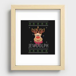 Jewdolph Menorah Reindeer Christmas Hanukkah 2021 Recessed Framed Print