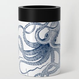 Blue nautical vintage octopus illustration Can Cooler