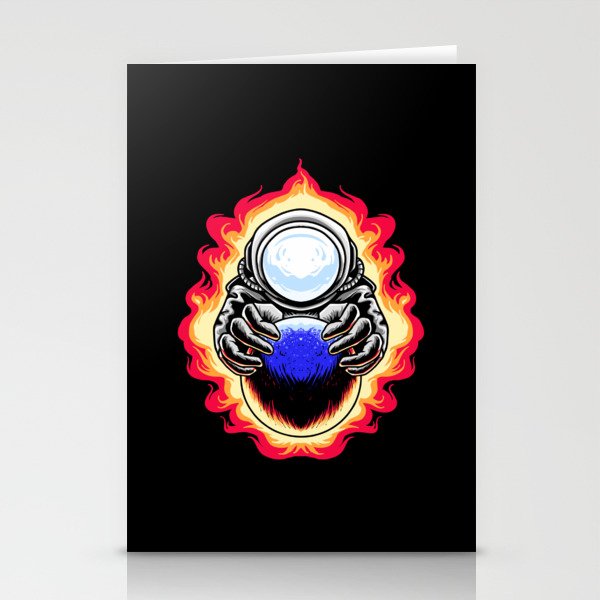 Astronaut Fire Moon Stationery Cards