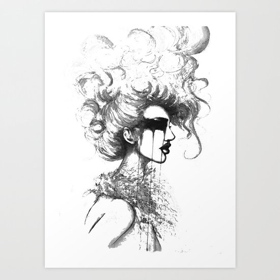 Cry- B&W // Fashion Illustration Art Print