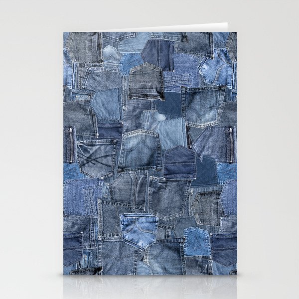 Blue Jeans Pocket Patchwork Pattern Stationery Cards