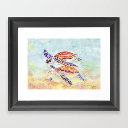 Swimming Together - Sea Turtle Framed Art Print