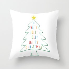 A Very Jolly Holly Happy Christmas Xmas Tree design Throw Pillow | Decorations, Graphicdesign, Men, Clothing, Merry, Ornament, Birthday, Tshirt, Apparel, Sleigh 