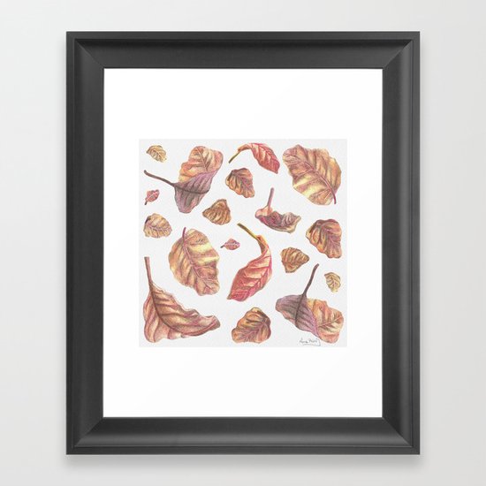 Falling Autumn Leaves Colored Pencil Drawing Autumn Colours Framed