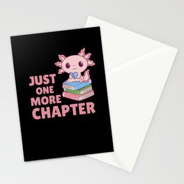 Just One More Chapter Cute Axolotl With Books Stationery Card