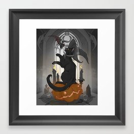 Witchy Black Cat  Framed Art Print