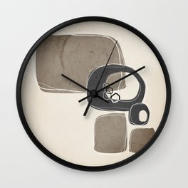 Retro Abstract Design in Charcoal Grey and Taupe Wall Clock