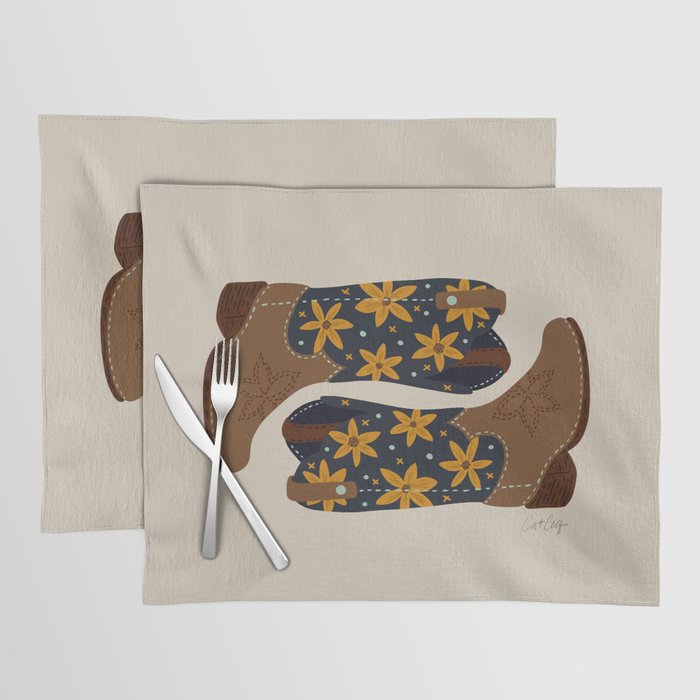 Cowgirl Boots – Navy & Suede Placemat