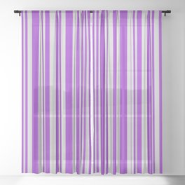[ Thumbnail: Light Gray & Dark Orchid Colored Striped/Lined Pattern Sheer Curtain ]