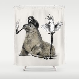 Pirate // seal parrot Shower Curtain