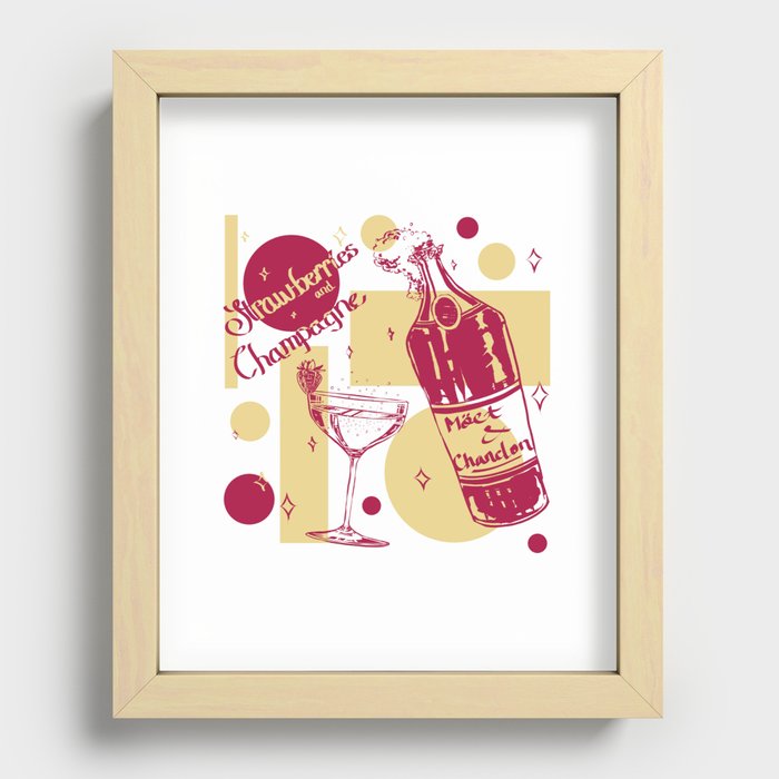 Strawberry Champagne Recessed Framed Print